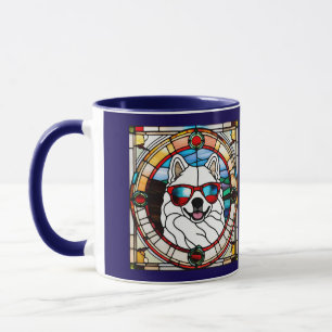 Caneca de café em vitral de Samoyed Fofo