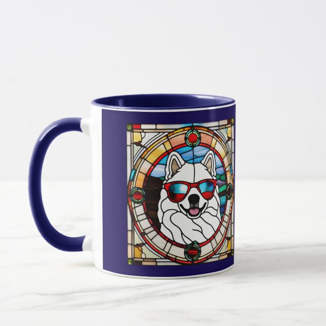 Caneca de café em vitral de Samoyed Fofo (Esquerda)