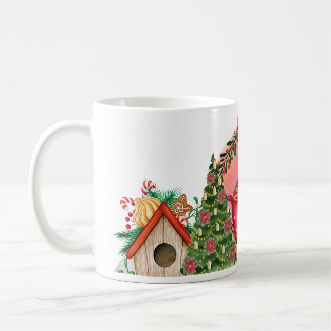 Caneca De Café Embalagem de café da árvore de Natal em aquarela (Esquerda)