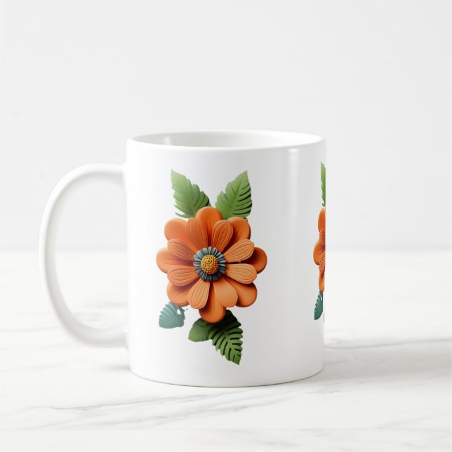 Caneca De Café Ember Blossom Petals of Dawn Sunfire Bloom Autumn  (Esquerda)