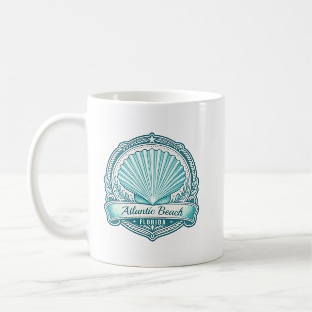 Caneca De Café Emblema Costeiro de Atlantic Beach FL (Esquerda)