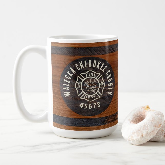 Caneca De Café emblema de bombeiro Russo Wood (Com Donut)