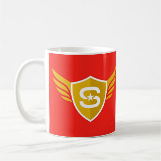Caneca De Café Emblema de Herói Escudo Alado Vermelho Dourado Can