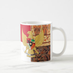 Caneca De Café Emblema de Indonésia - bandeira do Batik de Garud
