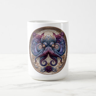 Caneca De Café Emblema de polvo Steampunk com rosas roxas