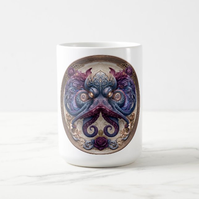 Caneca De Café Emblema de polvo Steampunk com rosas roxas (Centro)
