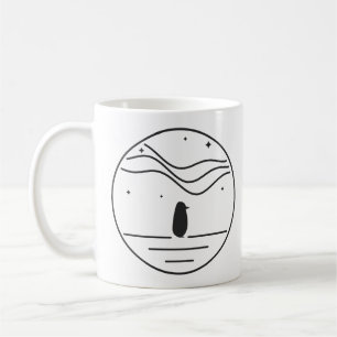 Caneca De Café Emblema Mínimo de Pinguim Sob Luzes Polares