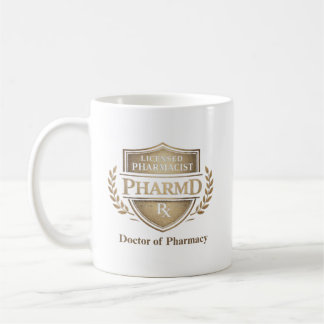 Caneca De Café Emblema Personalizado de Farmacêutico Licenciado P
