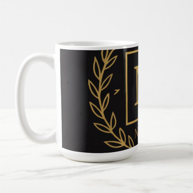 Caneca De Café "Emblema Real NMKY – Design de Crista com Monogram (Esquerda)