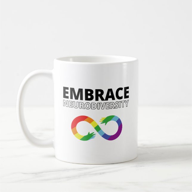 Caneca De Café Embraçar Neurodiversidade - Símbolo Rainbow Infini (Esquerda)