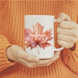 Caneca De Café "Embrace Change" Queda Mapear Folha de Folha