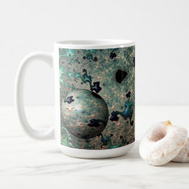 Caneca De Café Emerald e Dourado Mandelbrot com Sphere Mug