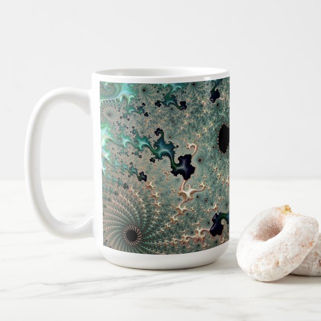 Caneca De Café Emerald e Dourado Mandelbrot Mug (Com Donut)