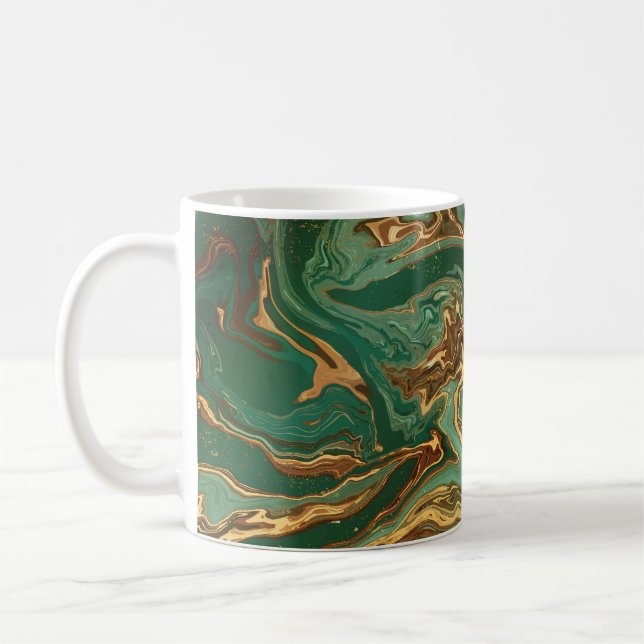 Caneca De Café Emerald Elegance: Dourado Luxo Marble (Esquerda)