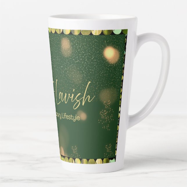 Caneca de Café Emerald Gold Sequin Wish Latte - Si (Direita)
