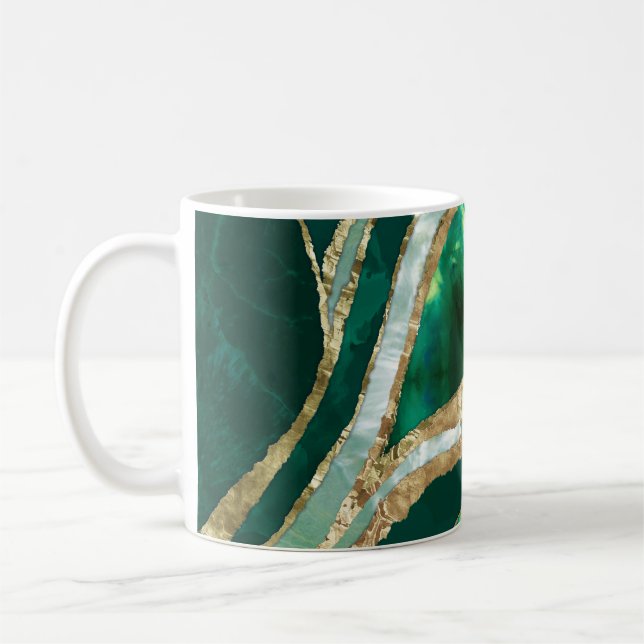 Caneca De Café Emerald Green e abstrato Dourada (Esquerda)