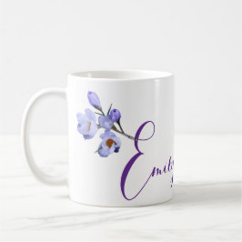 Caneca De Café Emily personalizável nome azul crocus floral bonit