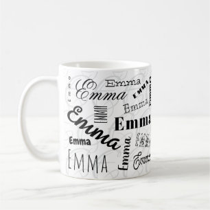 Caneca De Café Emma Custom Name Black White Coffee Mug