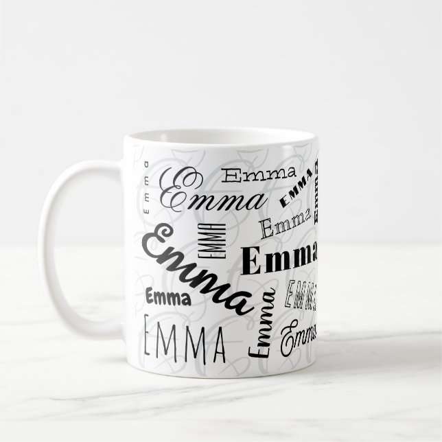 Caneca De Café Emma Custom Name Black White Coffee Mug (Esquerda)