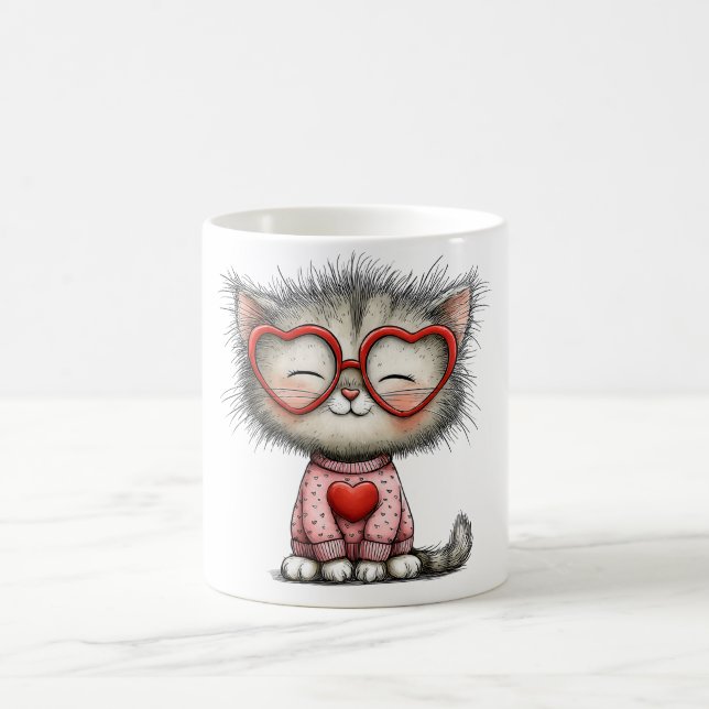 Caneca de café emocionante com design de gatinho  (Centro)