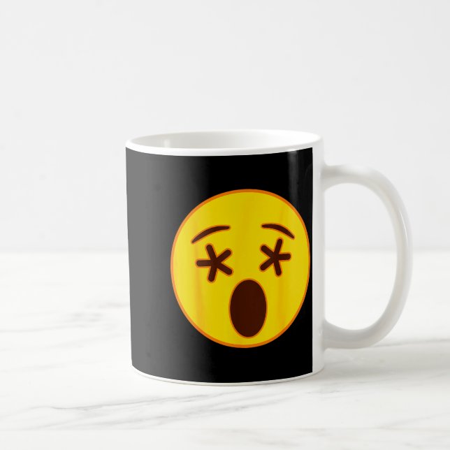Caneca De Café Emoji Crossed Out Eyes Yellow Smile Face  (Direita)