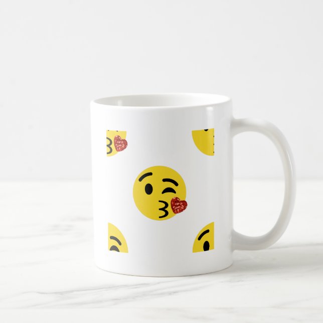 Caneca De Café emoji de beijo brilhante (Direita)
