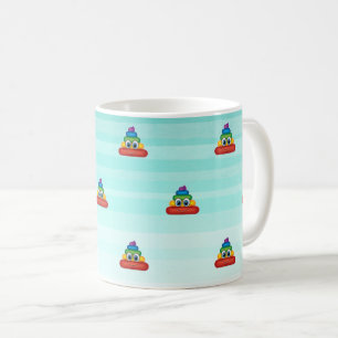 Caneca De Café Emoji de Cocô de Arco-Íris Adorável