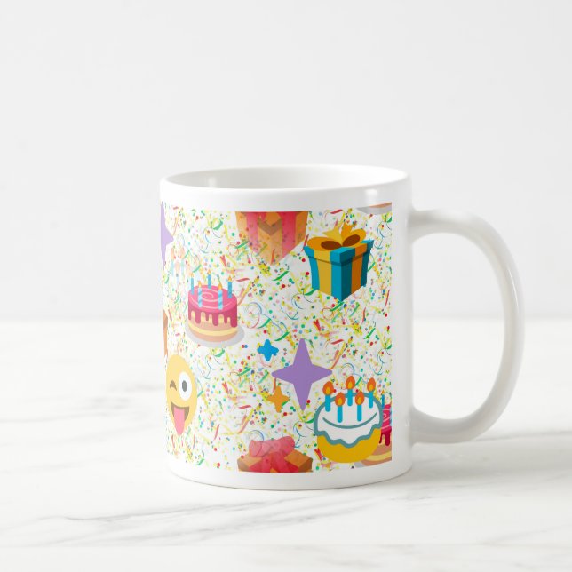 Caneca De Café emoji de feliz aniversário (Direita)