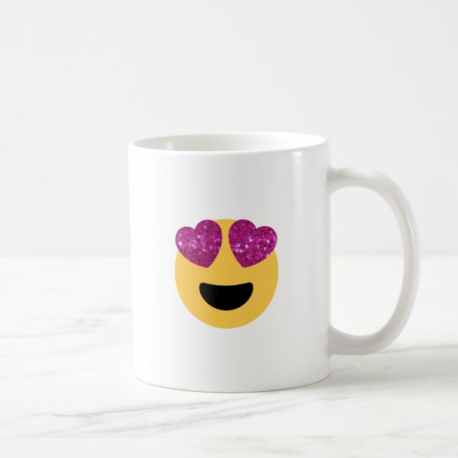 Caneca De Café emoji do olho do coração com brilho (Direita)