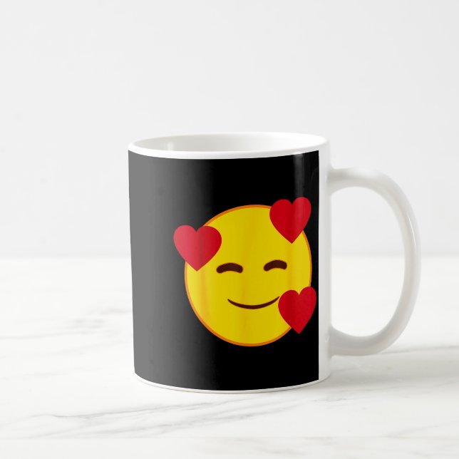 Caneca De Café Emoji Floating Hearts Yellow Smile Face  (Direita)