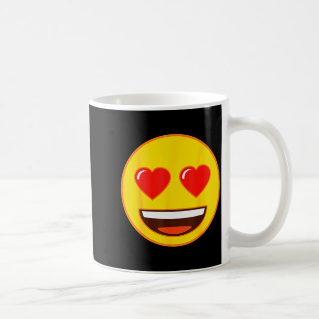 Caneca De Café Emoji Heart Eyes Yellow Smile Face  (Direita)