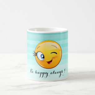 Caneca De Café Emoji pisc adorável Cara-Está feliz sempre