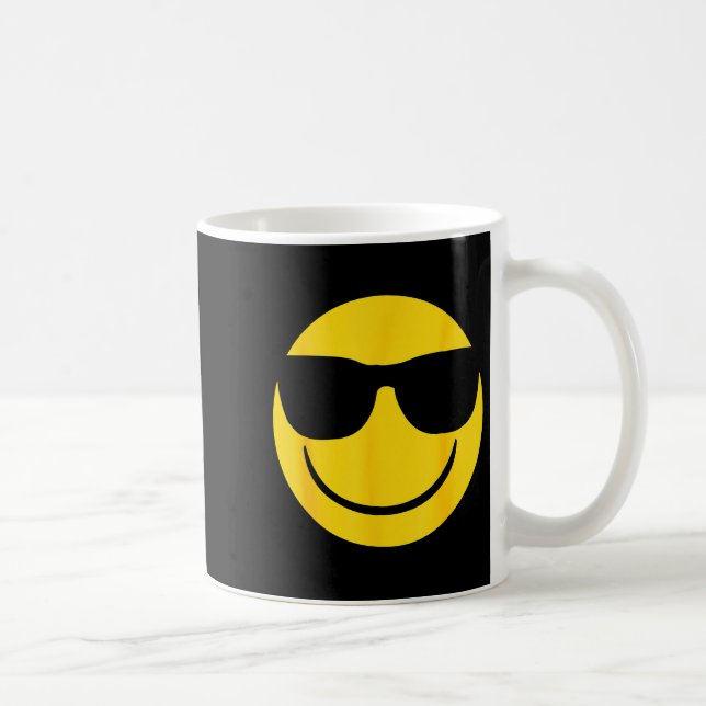Caneca De Café Emoji Retro Sungles Yellow Smile Face  (Direita)