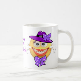 Caneca De Café Emoji sorridente de texto personalizado em chapéu