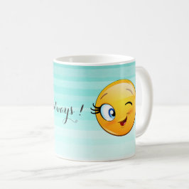 Caneca De Café Emoji Vencendo Adorável Seja feliz sempre