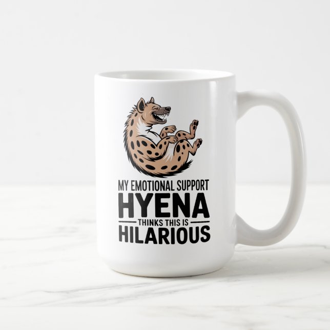 Caneca De Café Emotional Support Hyena Funny Mental Health Meme (Direita)