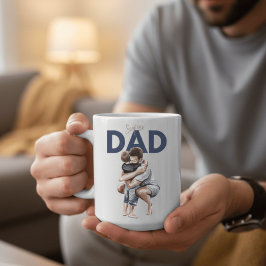Caneca De Café Emotional Watercolor Super Dad and Son Hug