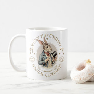Caneca De Café Empresa Bunny Puff Cavalheiro Coelho Vintage