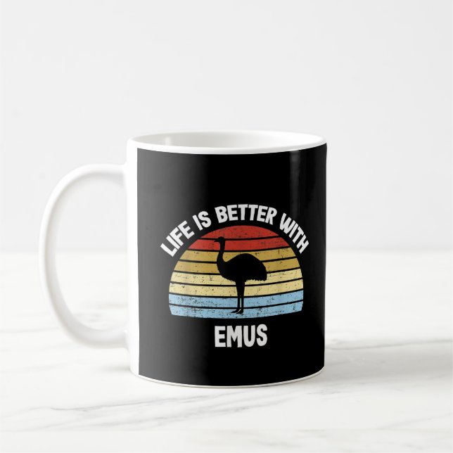 Caneca De Café Emu com texto em alemão A vida é melhor (Esquerda)