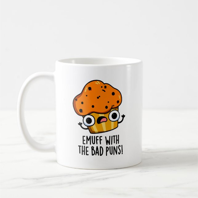 Caneca De Café Emuff Com O Mau Puns Comida Muffin (Esquerda)