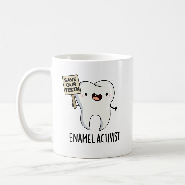 Caneca De Café Enamel Ativista Funny Dental Tooth Pun (Esquerda)