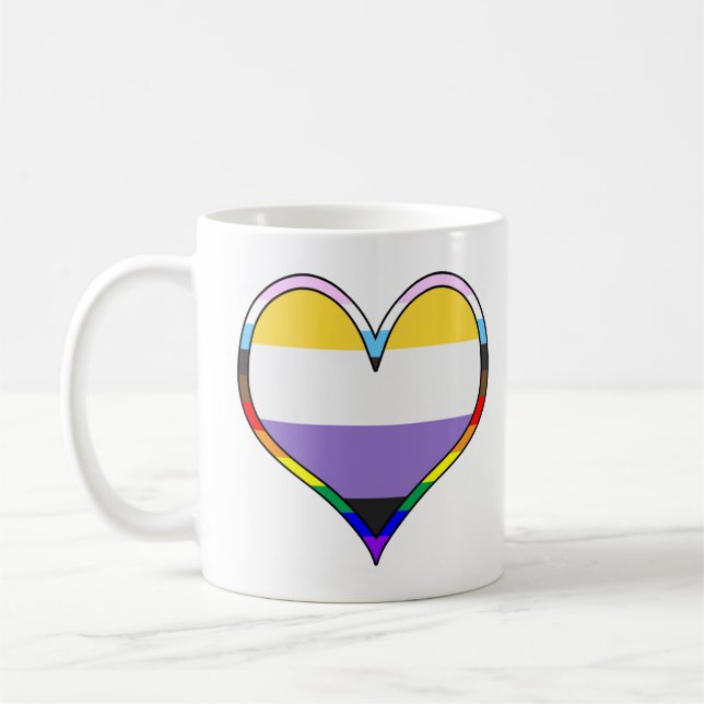 Caneca De Café Enby Pride Heart Mug (Esquerda)