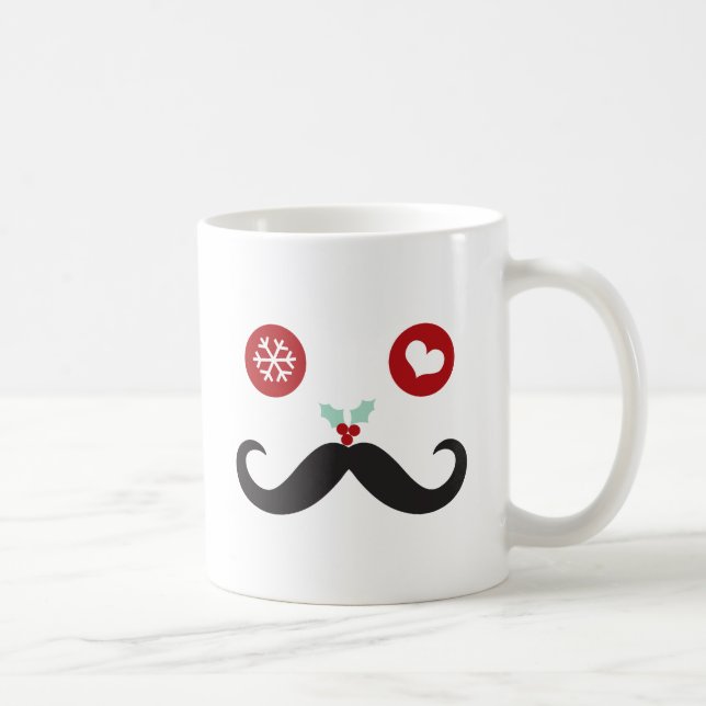 Caneca De Café Encantado com bigode Enfrentando Flocos de Neve Fe (Direita)