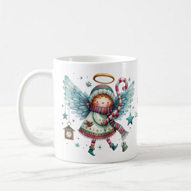 Caneca De Café Encantador Natal Angel Feliz Natal (Esquerda)