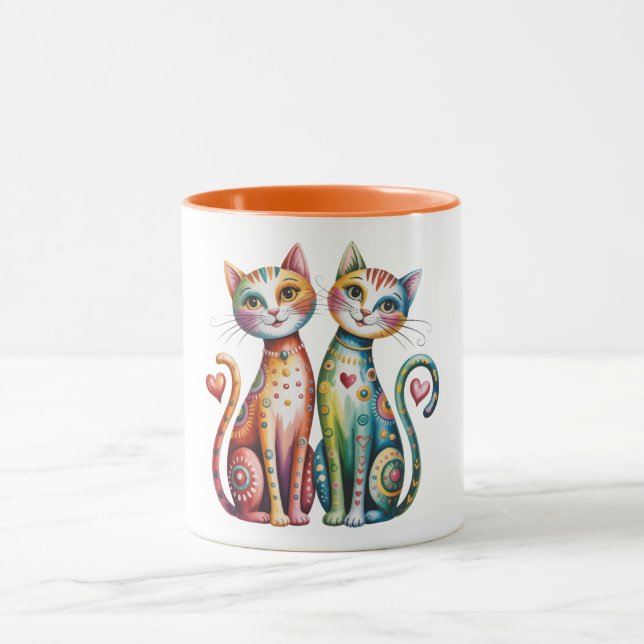 Caneca de café encantadora com par de gatinhos col (Centro)