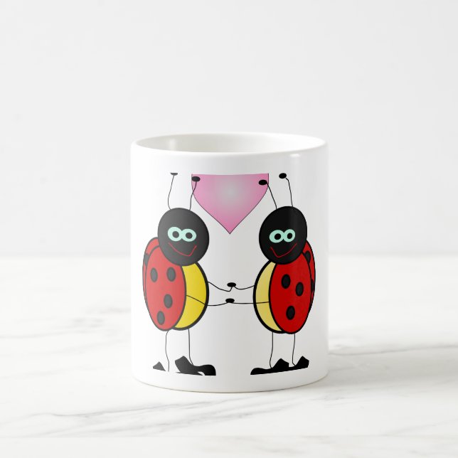 Caneca De Café Encantadora Ladybug Cerâmica Mug (Centro)