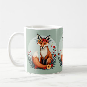 Caneca De Café Encantadora Raposa Floral da Floresta Arte Folclór