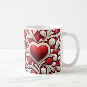 Caneca De Café Encantadores Corações Brancos Florais Dia dos Namo