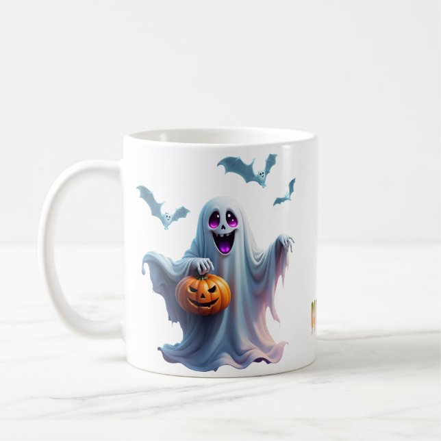 Caneca De Café Encantando a design de Halloween. (Esquerda)