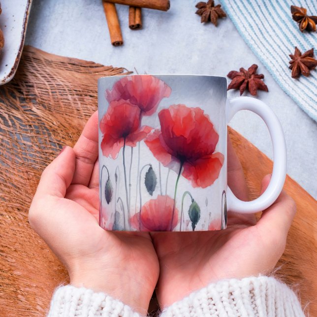 Caneca De Café Encantando Campo de Poppies (Criador carregado)